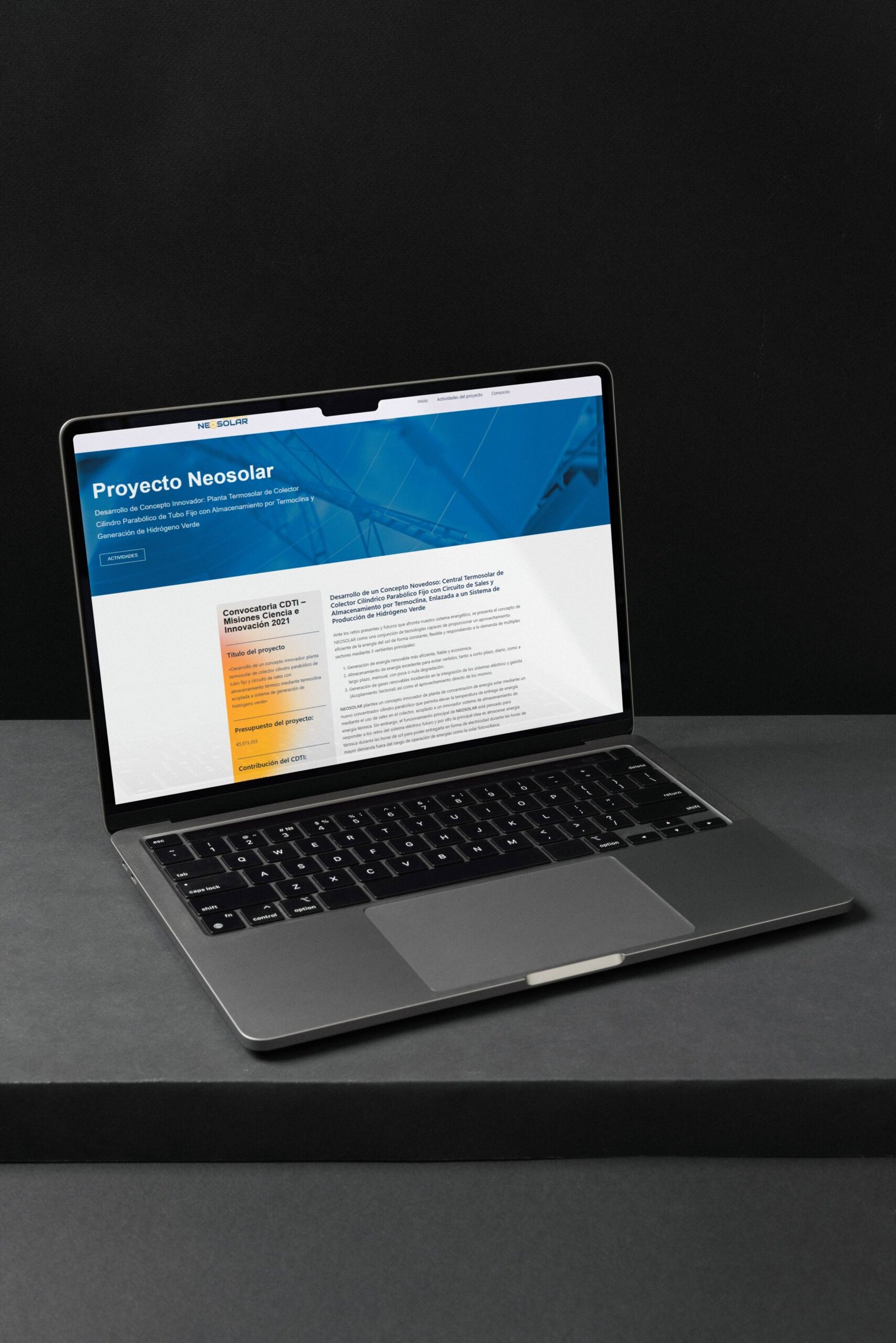 Mockup web Proyecto Neosolar - desarrollo web en Madrid - FineWebs